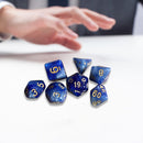 7pcs/Set Dichromatic Dices Digital Polyhedron Starry Sky Dice (Blue White) Newly