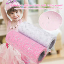 Glitter Tulle Rolls - 2 Rolls Sparkling Sequins Tulle Spool (White + Pink)