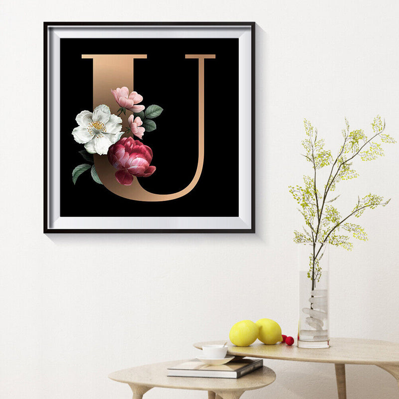 Letter U Full Round Drill Mosaic Diamond Painting Rhinestone Crafts Drawing Sets