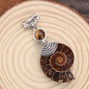 Conch Shell Stone Pendant Tiger Eye Stone Beads Ammonite Fossil Stone Pendant