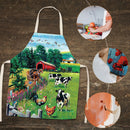 Pasture Linen Kitchen Apron Household Waterproof Cooking Pinafore (68X55CM)