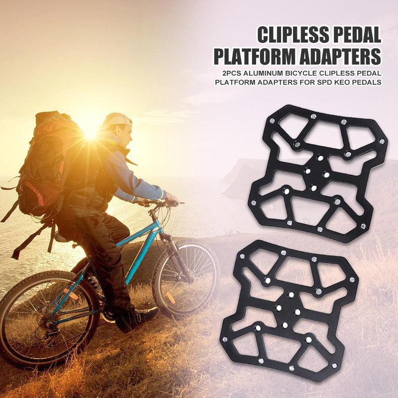 2pcs Bicycle Clipless Pedal Platform Adapters for SPD KEO Pedals (Black) Newly