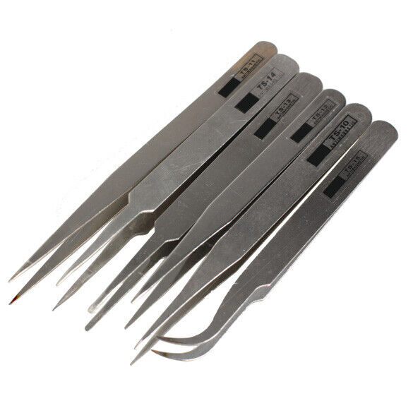 6pcs Industrial Tweezer Maintenance Repair Tool Kit TS10-15