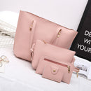 4pcs/set Composite Bags Women Solid Color Shoulder Handbags Card Holder Clutch