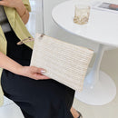 Fashion Women Bohemian Woven Wristlet Bag Beach Summer Pure Color Clutch Handbag