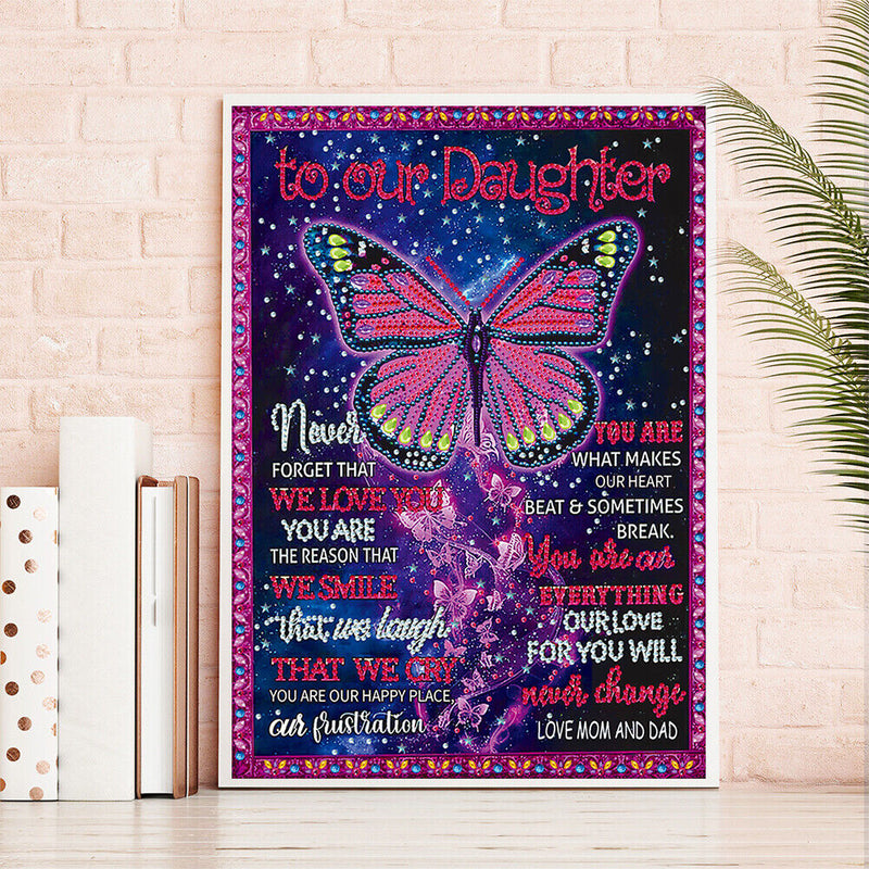 Butterfly English DIY Diamond Painting Special Shaped Pictures Home Decor