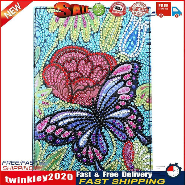 DIY Special Shaped Diamond Painting Butterfly PU Passport Protection Cover Newly