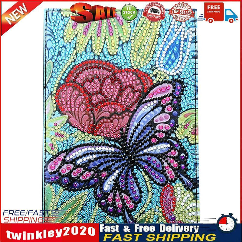 DIY Special Shaped Diamond Painting Butterfly PU Passport Protection Cover Newly