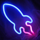 Desktop LED Neon Light Rocket Shape Flashing Night Lamp Home Bar Decor (D) Newly