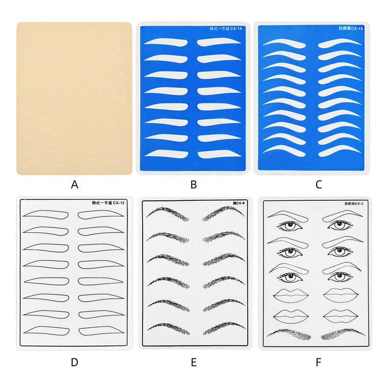 6pcs Set Tattoo Practice Skin Permanent Makeup Eyebrows Beginner Training Newly