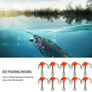 10pcs Ice Fishing Sharpened Treble Hooks Carbon Steel Mini Hook Red (8)