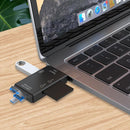 6 in 1 OTG USB 3.0 Type-C Card Reader for Secure Digital/TF Cards (Black)