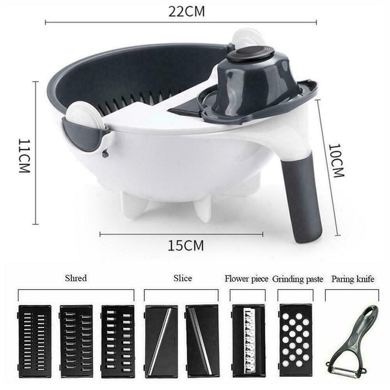 9 in 1 Multifunctional Vegetable Cutter With Drain Large Basket Capacity H E6B4