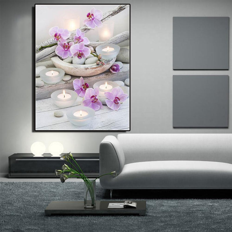 Flower Candle 5D Diamond DIY Painting Kit Cross Stitch Home Decor Craft Newly
