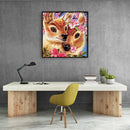 Full Round Drill Flowers Loving Deer Drawing 5D DIY Diamond Painting Kit