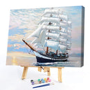 Paint By Numbers Kit DIY White Ship Colouring Oil Art Picture Wall Decor