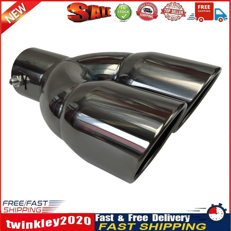 Dual Exhaust Tailpipe Muffler Tip Bolt-on Slant Cut Black Titanium (63mm) Newly