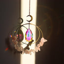 Crystal  Moon Circle Hanging Metal Pendant Home Decor (Pink)