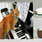 Cat Playing Piano Shower Curtain Anti Splash Bathroom Curtain Hanging Covers