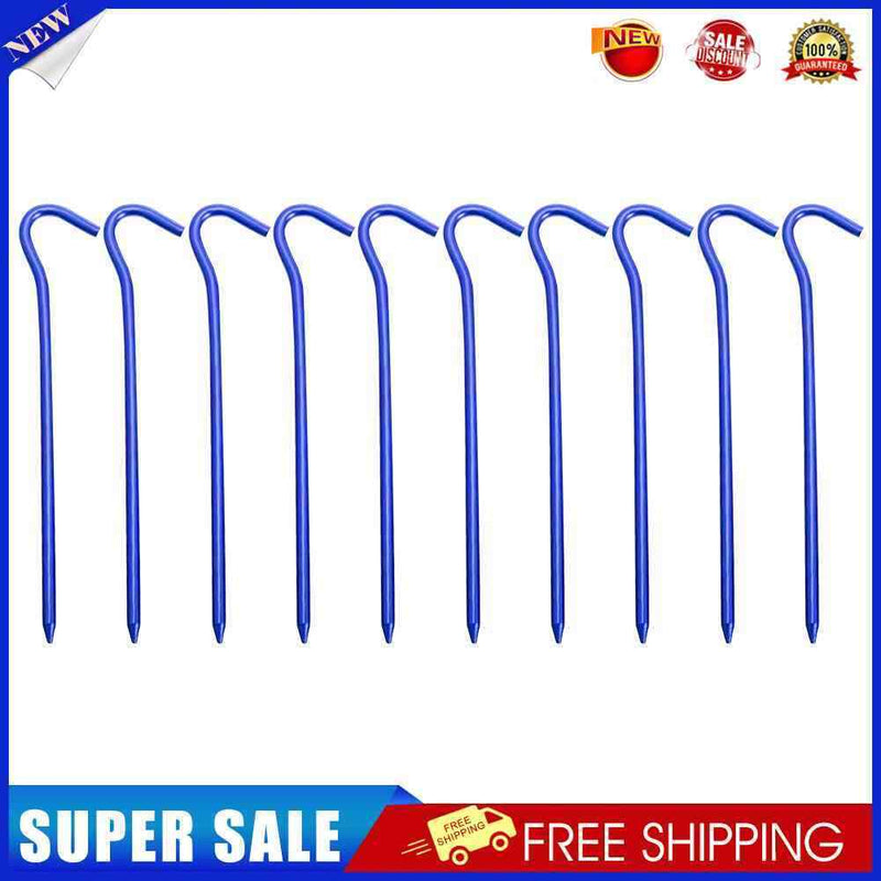 10pcs Aluminium Alloy Tent Pegs with Hooks Garden Stakes Ground Nail (Blue)