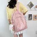 #A Fashion Floral Backpack Nylon Preppy Style Large Capacity Travel School Bags