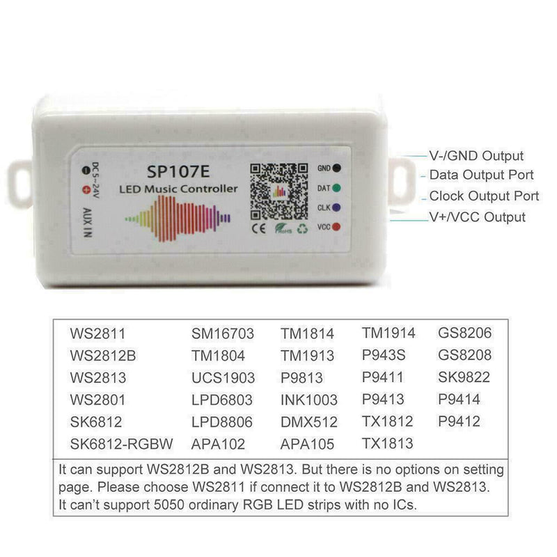 SP107E Bluetooth Muti-Color LED Music Controller Smart Electronic G2R9 X6V5