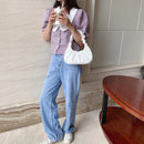 Pleated Women Handbags PU Leather Female Elegant Small Clutch Shoulder Totes Bag