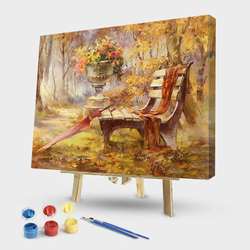 Frameless Oil Painting Arts Picture By Number Bench Umbrella Hand Painted Cra