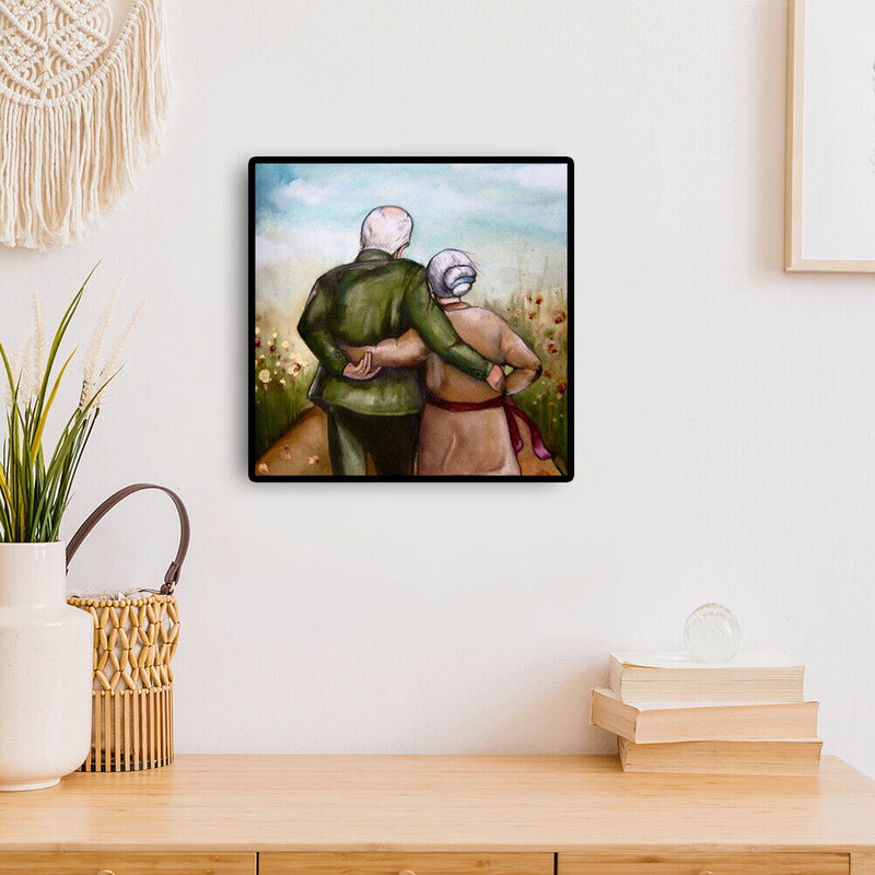 Back View of Old Couple Oil Paint By Numbers Kits DIY Wall Art Craft Gifts