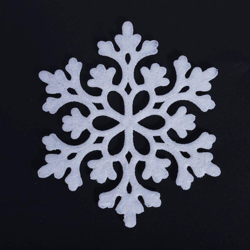24pcs/Set 10cm Glitter Snowflakes Christmas Trees Decor Ornament(White)