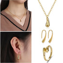 Wedding Necklace Women Ring Tear Drop Bracelet Earrings Open Bangle Jewelry Set