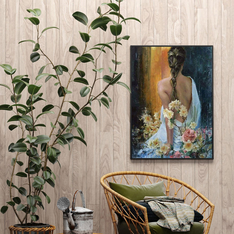 Paint By Numbers for Adults Beginner Elegant Girl Back Home Wall Bedroom Deco