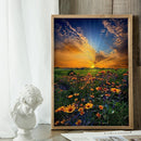 Flower Sunrise Drawing Frameless DIY Oil Paint by Numbers Canvas Home Decor