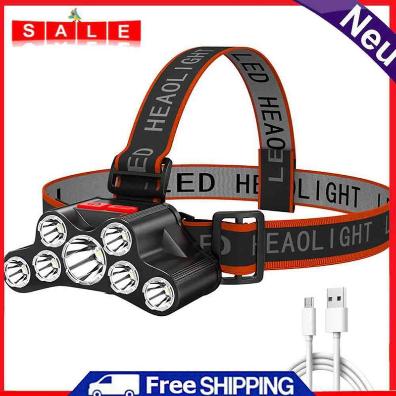 7LED Flashlight USB Rechargeable 4 Modes Outdoor Camping Cycling Head Light