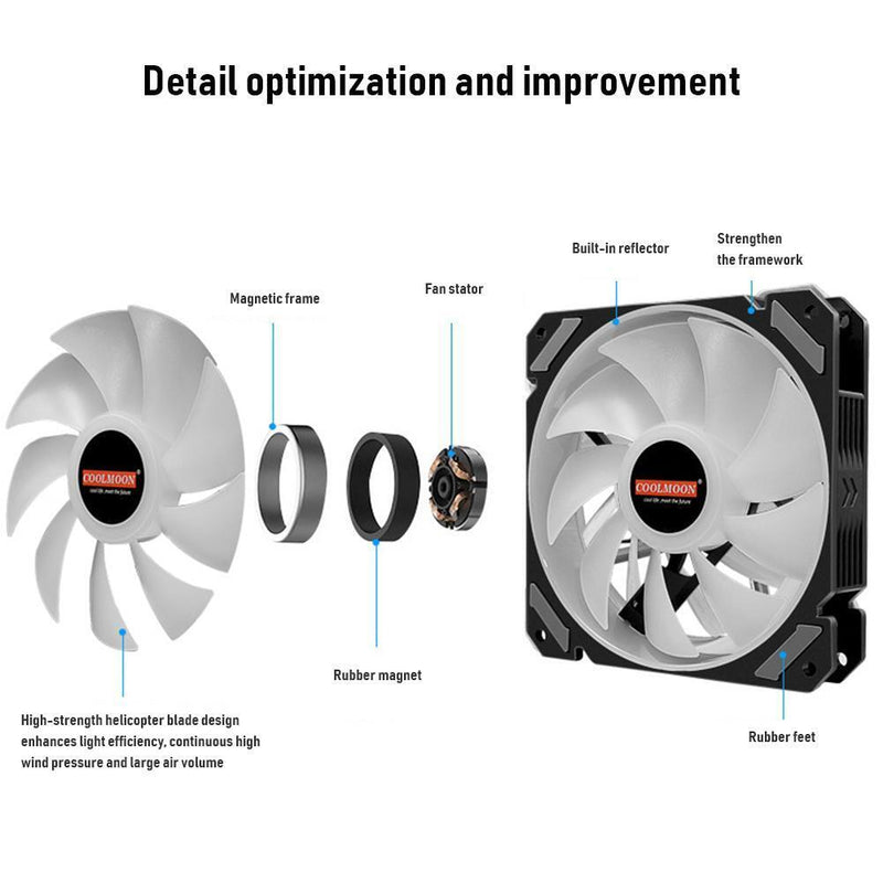 COOLMOON CPU Cooler ARGB 120mm 4 Pin Radiator PC Computer Case Cooling Fan