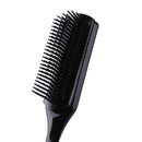 9 Rows Styling Brush Straight Curly Hair Detangling Massage Comb (Black)