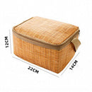 Portable Wicker Rattan Outdoor Camping Picnic Bag Food Container Basket