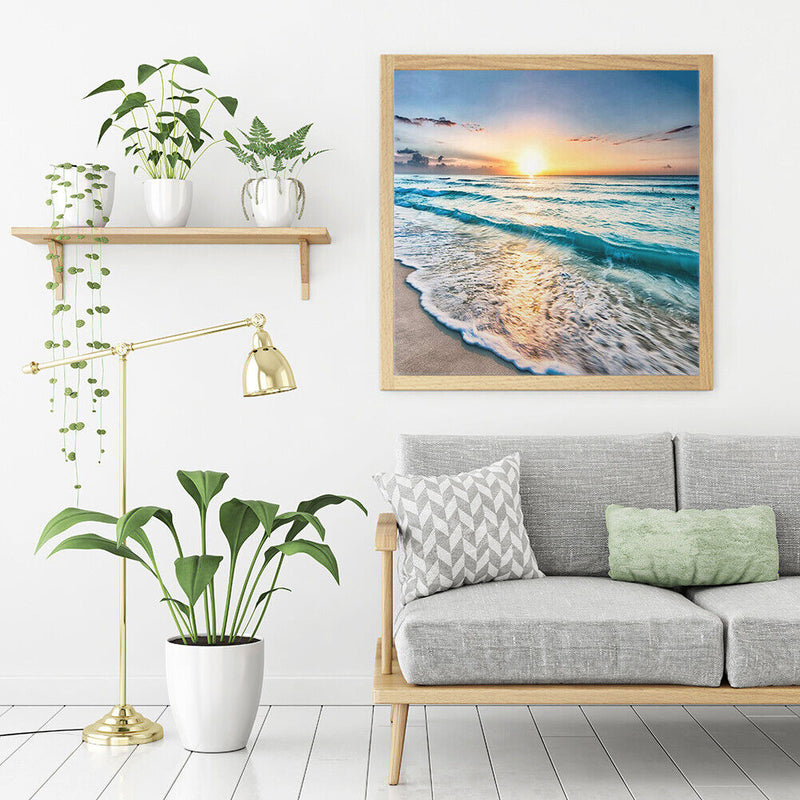 Canvas Paint By Numbers Seaside Sunset Oil Hand Painted Drawing Kit Home De