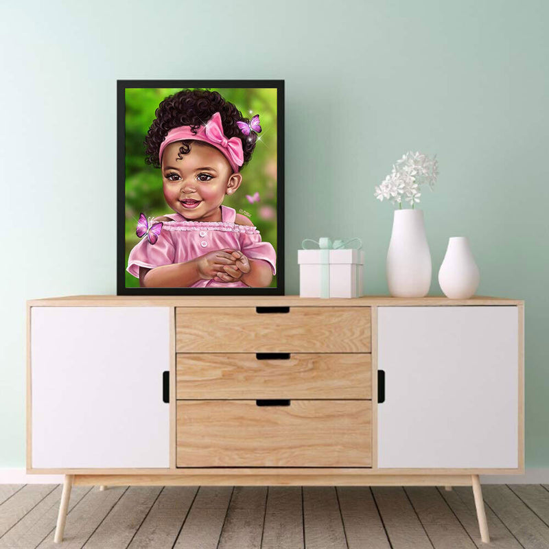 5D DIY Diamond Painting Full Round Drill Curly Hair Girl Wall Decor Rhinestone