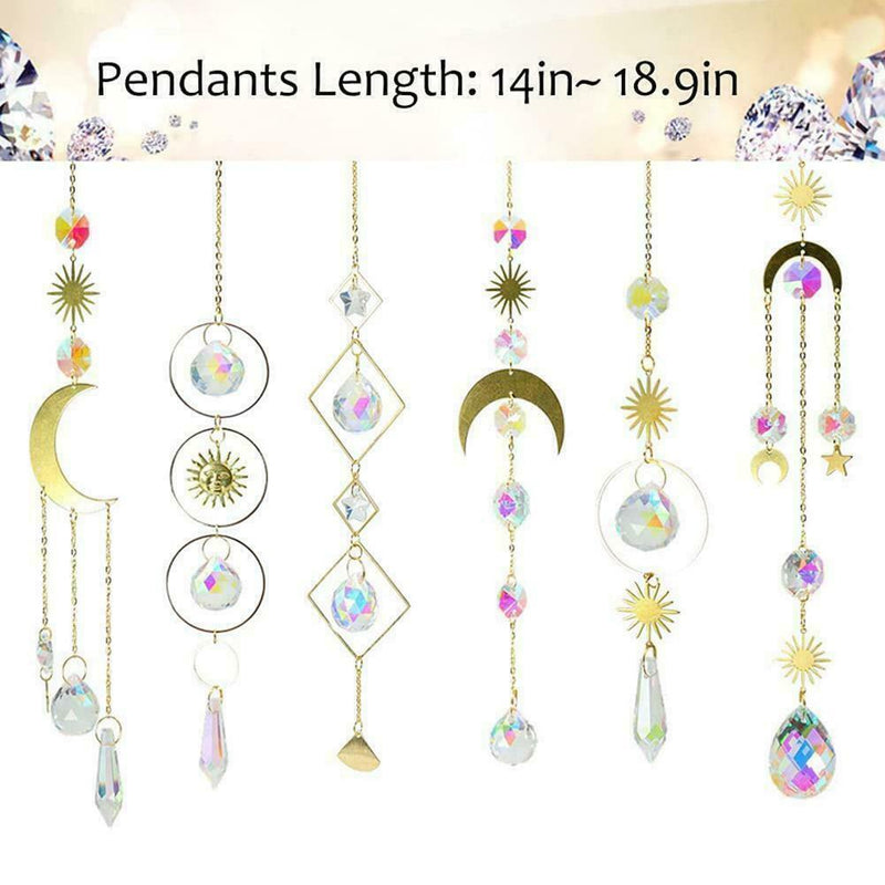 1x Crystal Sun Catchers Prisms Hanging Rainbow Chaser For Window Star Moon Q8U5