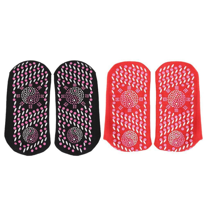 Tourmaline Self Heated Socks Winter Magnetic Therapy Warm Socks (Red)