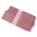Women Simple Bifold Leather Short Wallet Solid Color Hasp Card Case (Red)
