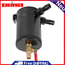 2-Port Baffled Aluminum Alloy Oil Catch Tank with Drain Valve Black Universal