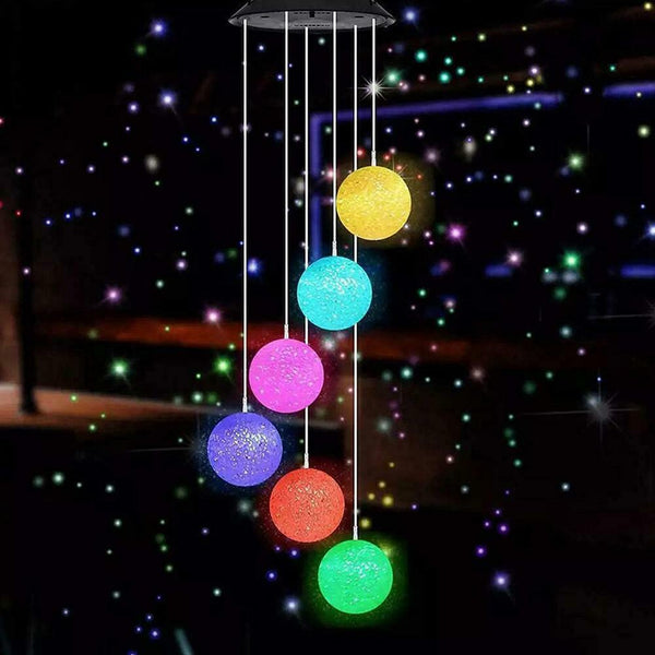Colour Changing Hanging Wind Chimes Solar Powered LED Garden Ball Outdoor A7V1