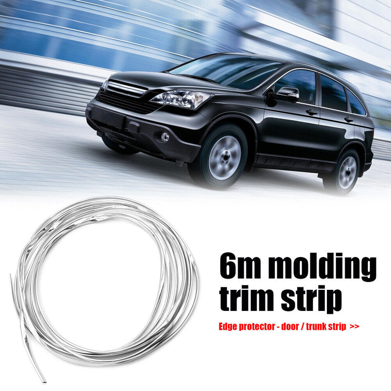 6m Car Chrome Moulding Trim Strip Tape Auto Door Edge Guard Cover Strips