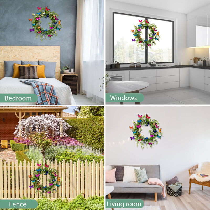 Artificial Wreath Multicolored Butterfly Fluttering in The Wind Hanging Garland