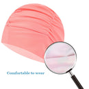 #A Pleated SPA Swimming Caps Adults Women Men Long Hair Summer Pool Hat Large Si