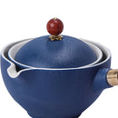 Portable Chinese Gongfu Kung Fu Tea Set Rotating Ceramic Teapot Teaware (A)