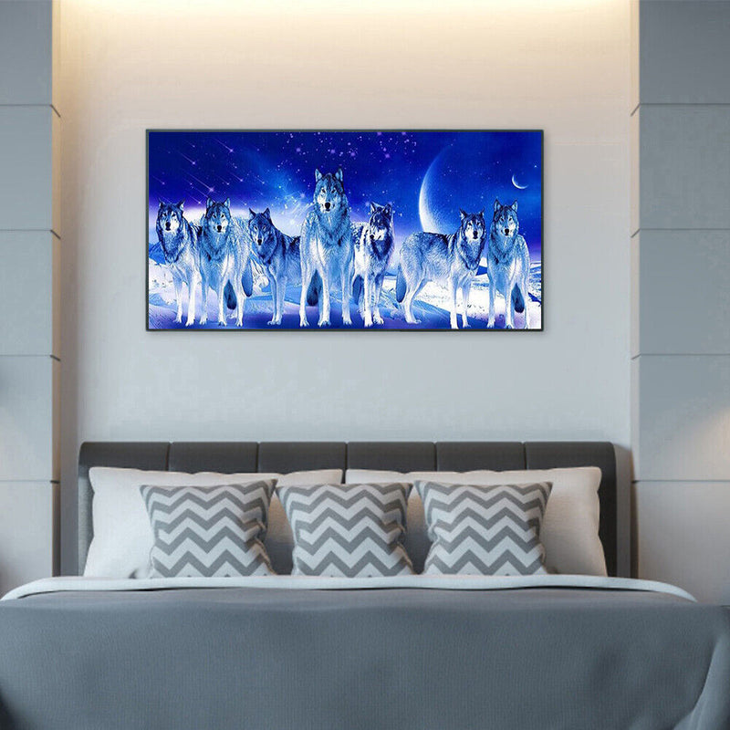 Pack of Wolves Oil Paint By Numbers Kit DIY Acrylic Painting on Canvas Arts