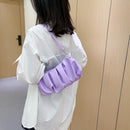 Pleated Shoulder Handbag Women PU Elegant Underarm Cloud Bags (Purple)